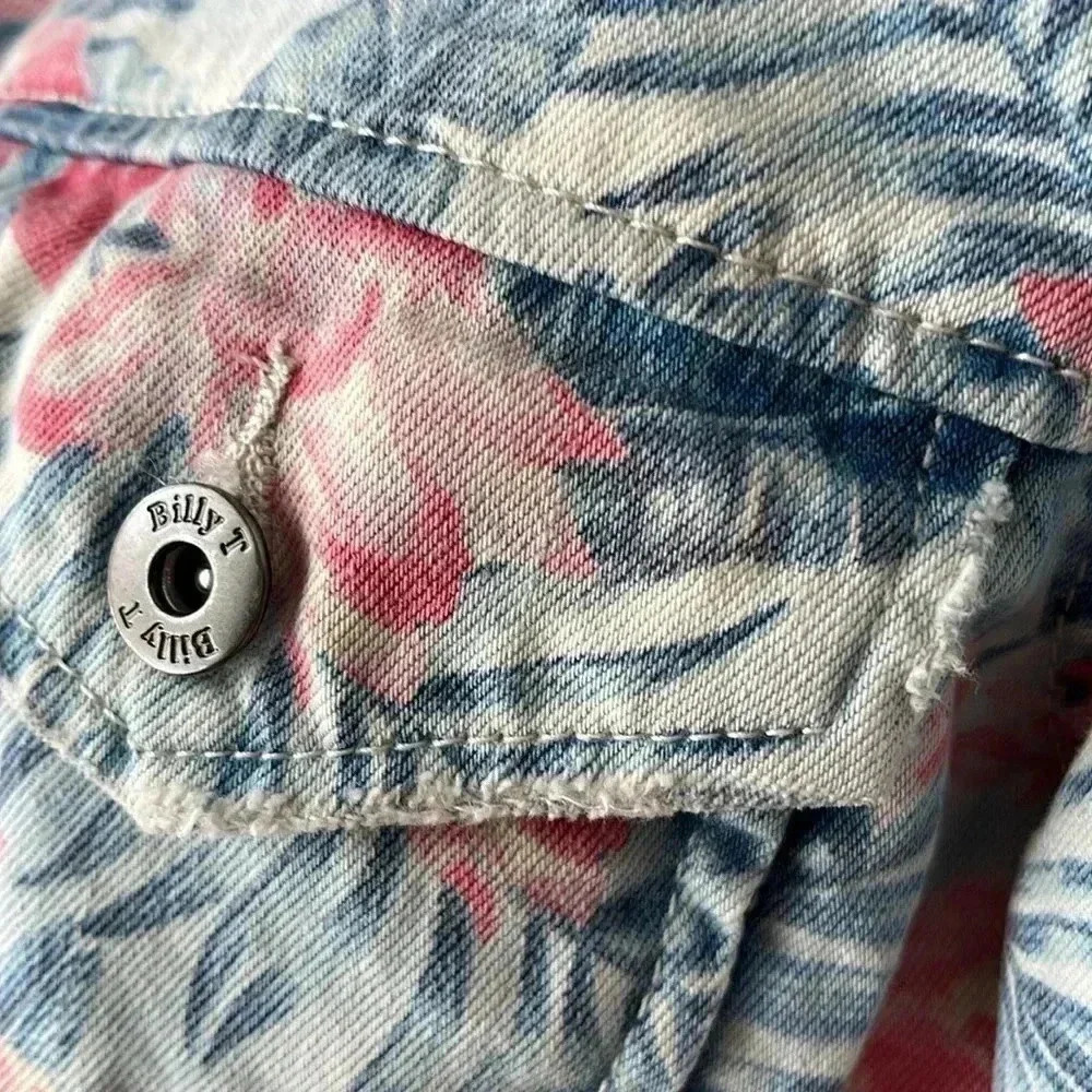 [S]Billy. T Tropical Floral  Embroidered Denim Jacket - Picture 5 of 16